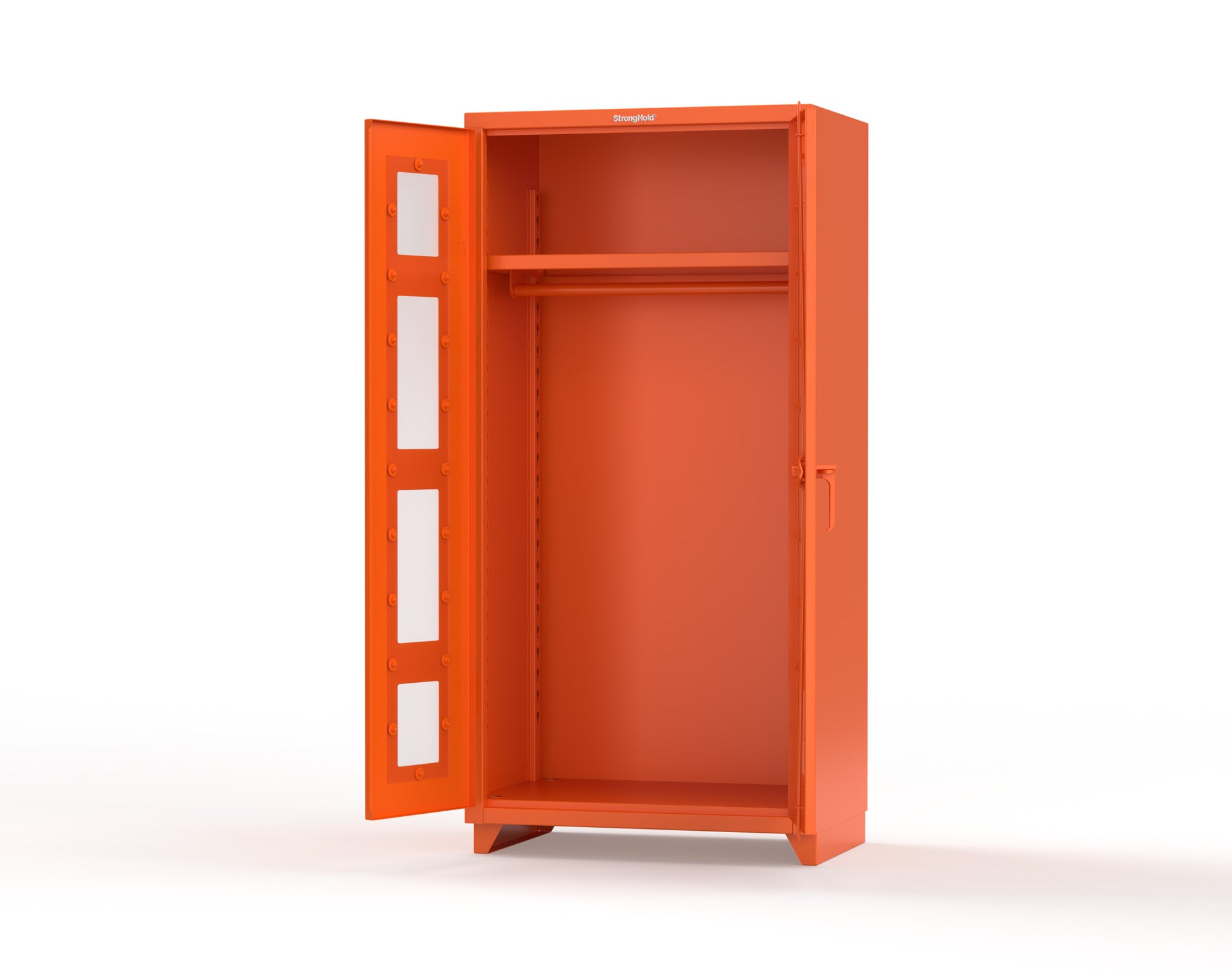 Extra Heavy Duty 14 GA Clear View Uniform Cabinet with Hanger Rod, 1 Shelf - 36 In. W x 24 In. D x 75 In. H - 36-LD-WR-241-L-2009