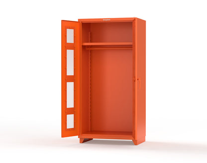 Extra Heavy Duty 14 GA Clear View Uniform Cabinet with Hanger Rod, 1 Shelf - 36 In. W x 24 In. D x 75 In. H - 36-LD-WR-241-L-2009