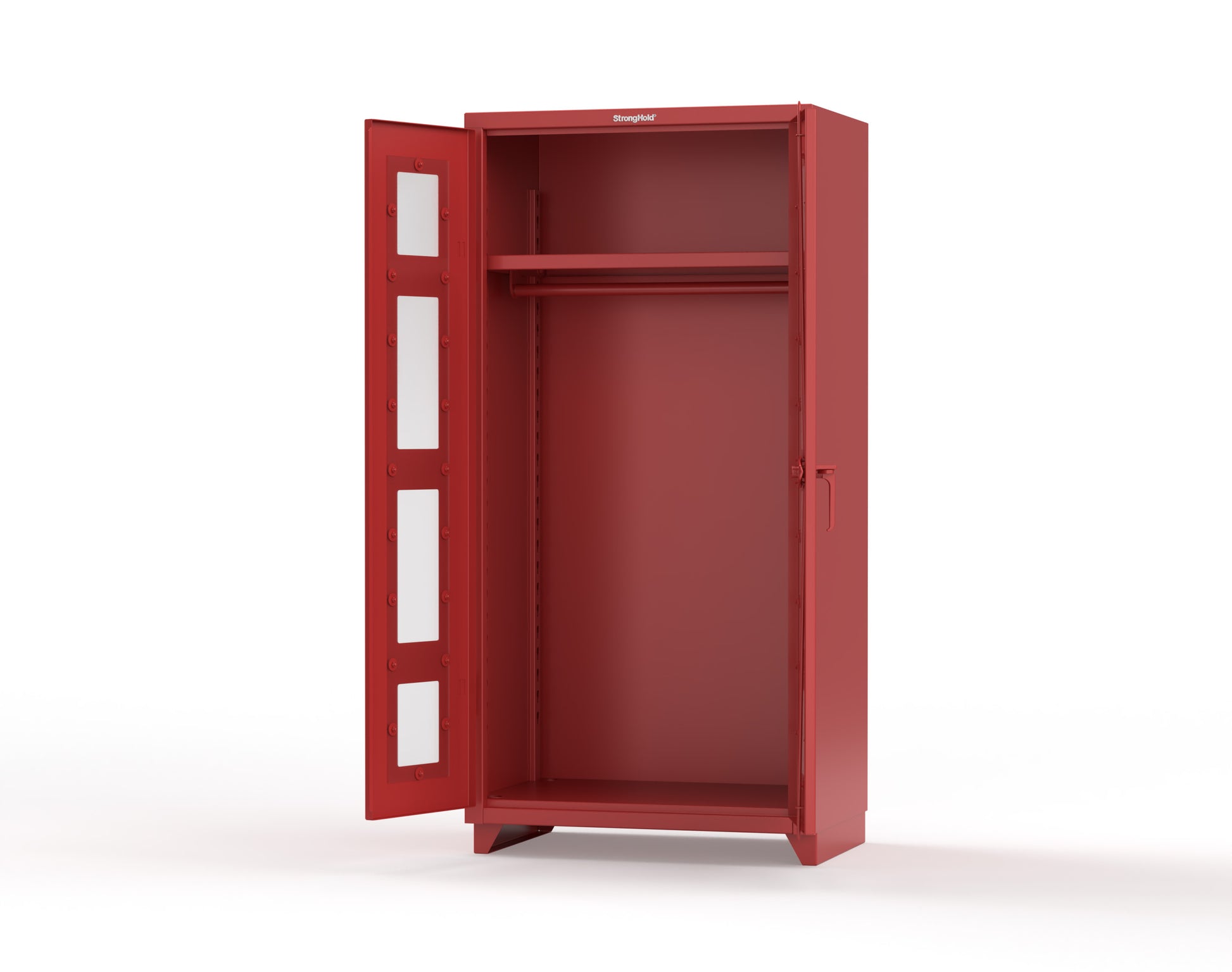 Extra Heavy Duty 14 GA Clear View Uniform Cabinet with Hanger Rod, 1 Shelf - 36 In. W x 24 In. D x 75 In. H - 36-LD-WR-241-L-3001