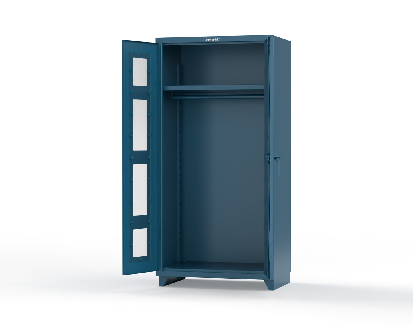 Extra Heavy Duty 14 GA Clear View Uniform Cabinet with Hanger Rod, 1 Shelf - 36 In. W x 24 In. D x 75 In. H - 36-LD-WR-241-L-5001