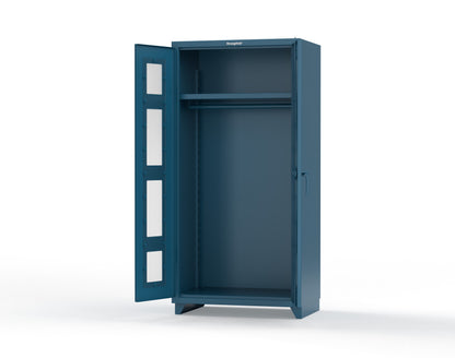 Extra Heavy Duty 14 GA Clear View Uniform Cabinet with Hanger Rod, 1 Shelf - 36 In. W x 24 In. D x 75 In. H - 36-LD-WR-241-L-5001