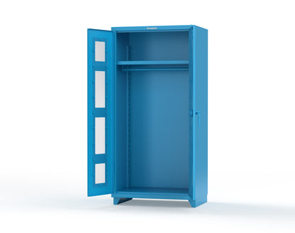 Extra Heavy Duty 14 GA Clear View Uniform Cabinet with Hanger Rod, 1 Shelf - 36 In. W x 24 In. D x 75 In. H - 36-LD-WR-241-L-5012