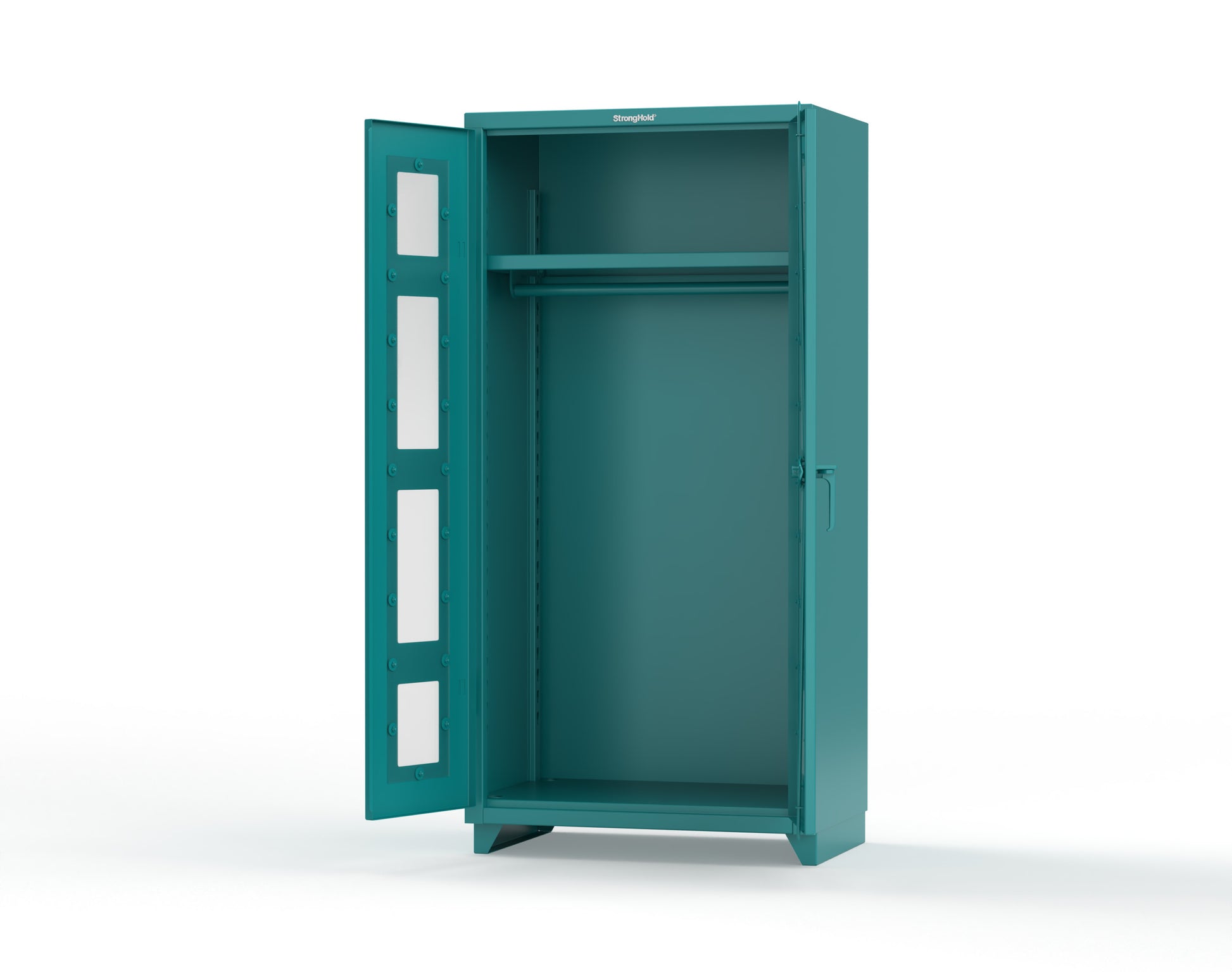 Extra Heavy Duty 14 GA Clear View Uniform Cabinet with Hanger Rod, 1 Shelf - 36 In. W x 24 In. D x 75 In. H - 36-LD-WR-241-L-5021