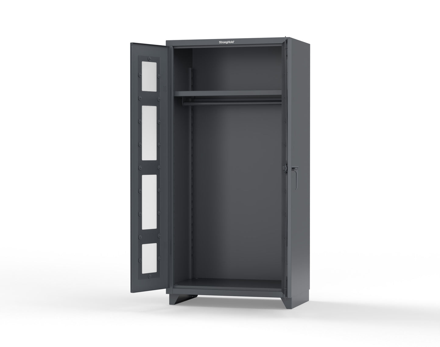 Extra Heavy Duty 14 GA Clear View Uniform Cabinet with Hanger Rod, 1 Shelf - 36 In. W x 24 In. D x 75 In. H - 36-LD-WR-241-L-7024
