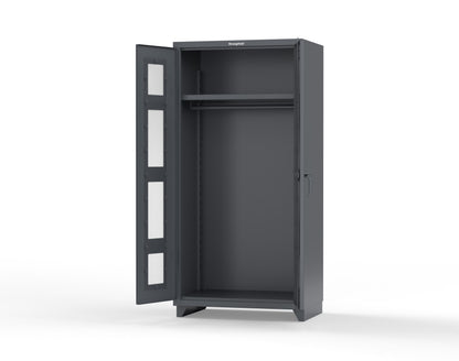 Extra Heavy Duty 14 GA Clear View Uniform Cabinet with Hanger Rod, 1 Shelf - 36 In. W x 24 In. D x 75 In. H - 36-LD-WR-241-L-7024