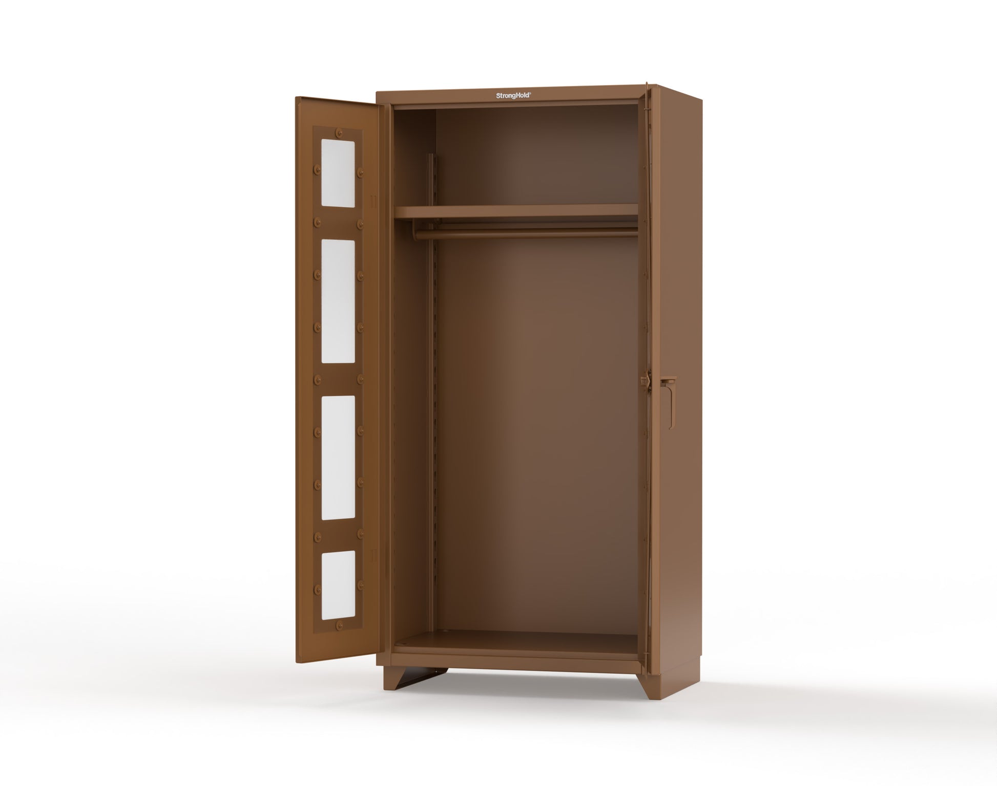Extra Heavy Duty 14 GA Clear View Uniform Cabinet with Hanger Rod, 1 Shelf - 36 In. W x 24 In. D x 75 In. H - 36-LD-WR-241-L-8008