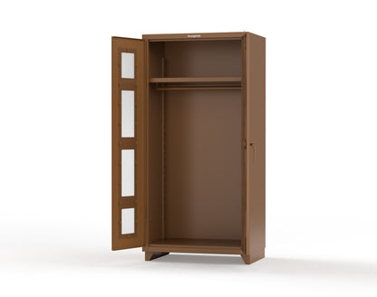 Extra Heavy Duty 14 GA Clear View Uniform Cabinet with Hanger Rod, 1 Shelf - 36 In. W x 24 In. D x 75 In. H - 36-LD-WR-241-L-8008