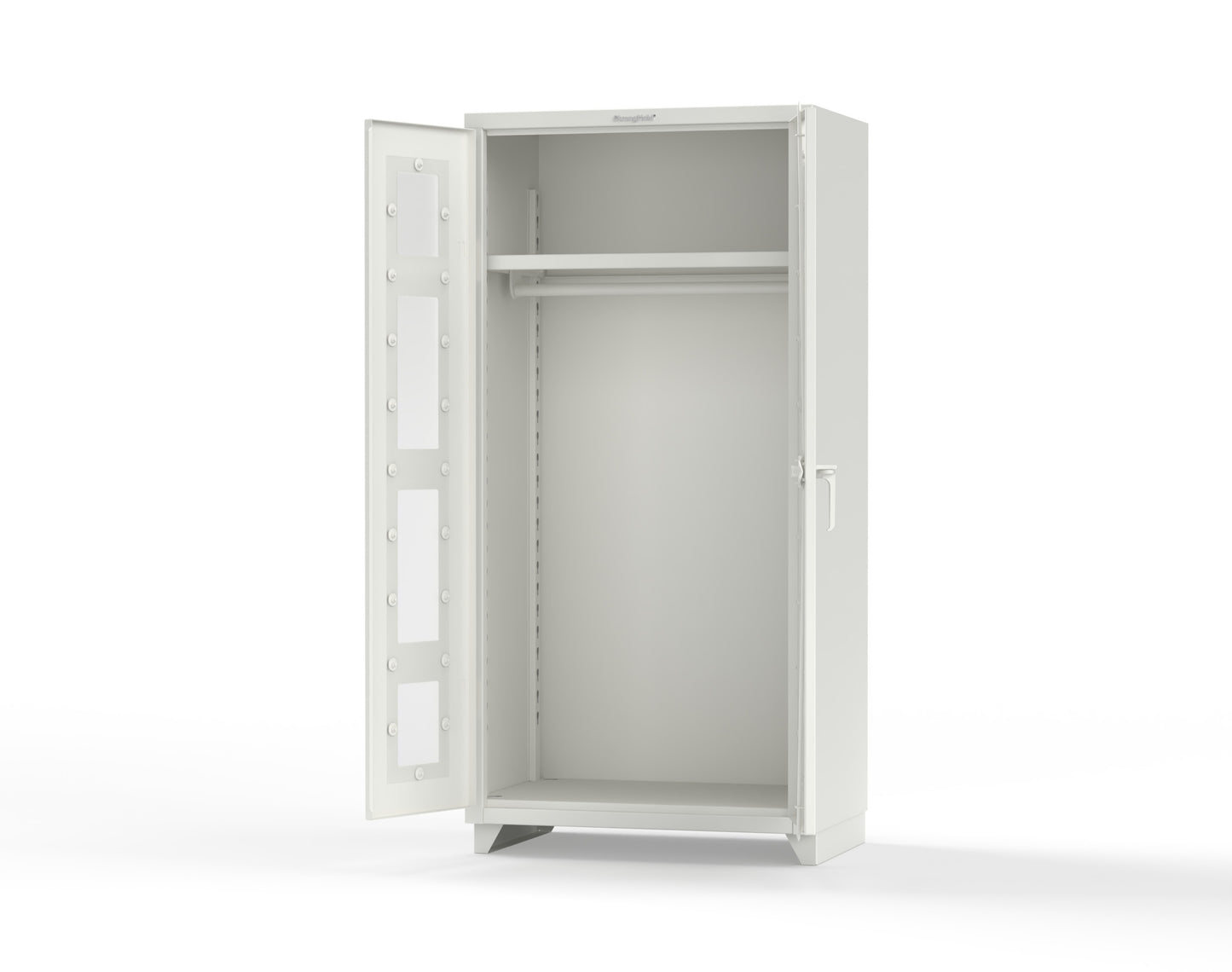 Extra Heavy Duty 14 GA Clear View Uniform Cabinet with Hanger Rod, 1 Shelf - 36 In. W x 24 In. D x 75 In. H - 36-LD-WR-241-L-9003
