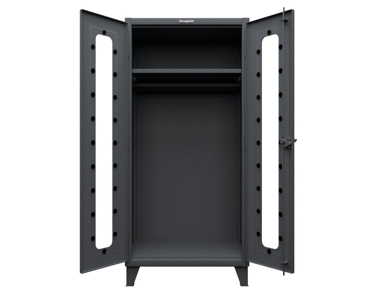 Extreme Duty 12 GA Clear View Uniform Cabinet with Hanger Rod, 1 Shelf - 36 In. W x 24 In. D x 78 In. H