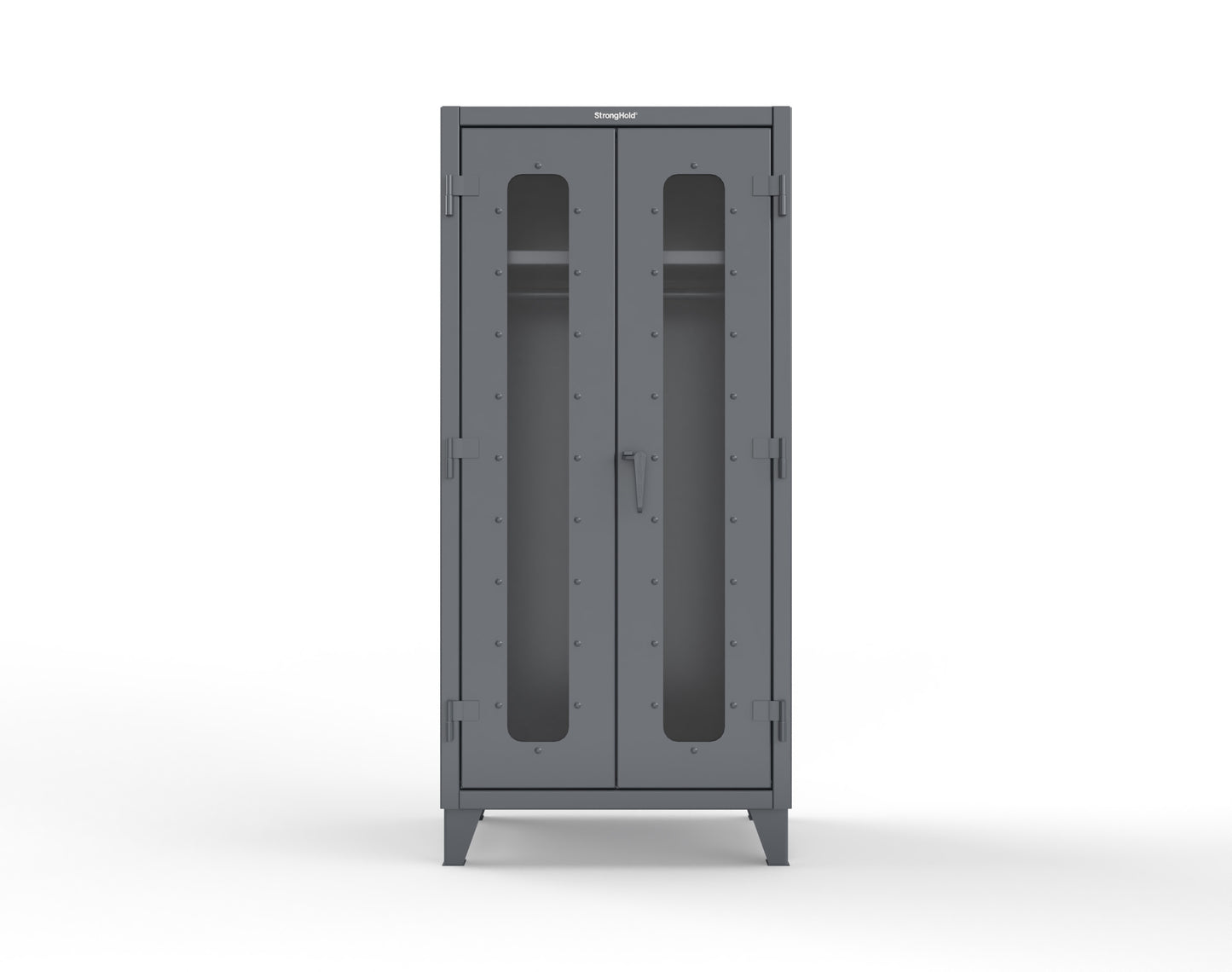Extreme Duty 12 GA Clear View Uniform Cabinet with Hanger Rod, 1 Shelf - 36 In. W x 24 In. D x 78 In. H - 36-LD-WR-241-7024
