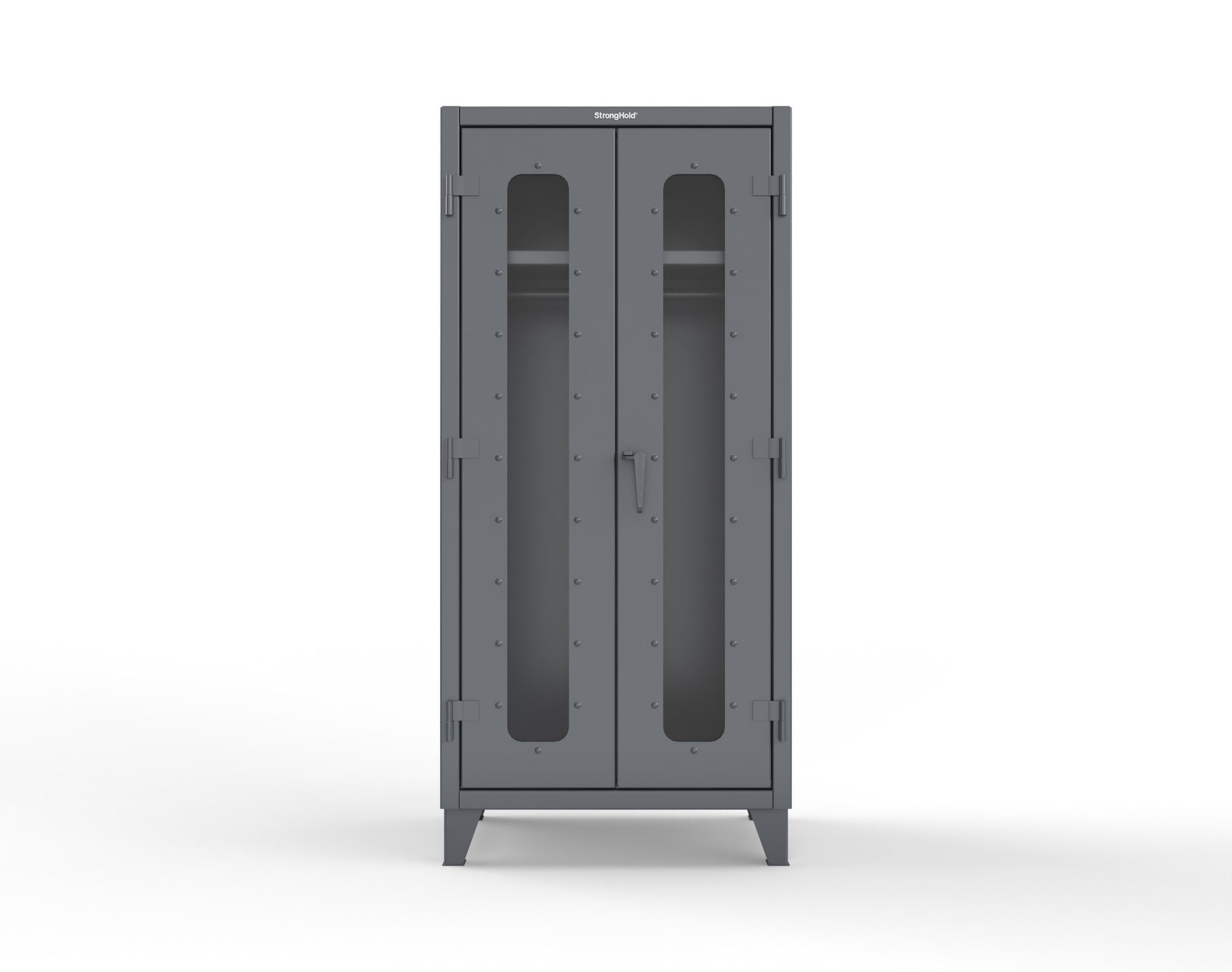 Extreme Duty 12 GA Clear View Uniform Cabinet with Hanger Rod, 1 Shelf - 36 In. W x 24 In. D x 78 In. H - 36-LD-WR-241-7024