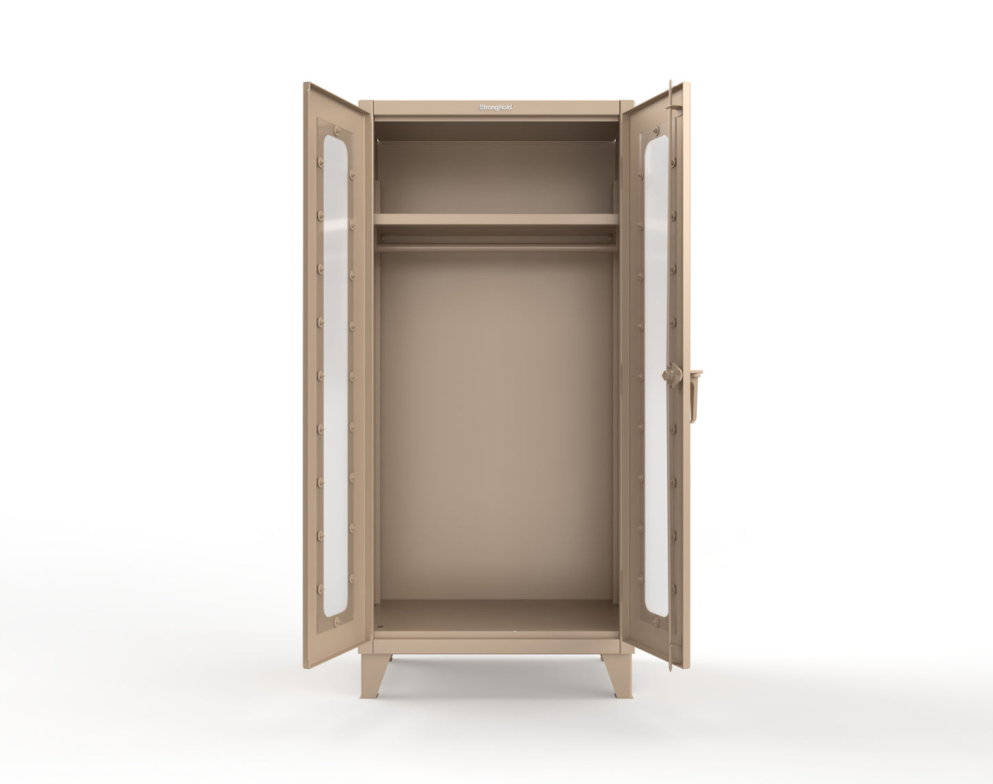 Extreme Duty 12 GA Clear View Uniform Cabinet with Hanger Rod, 1 Shelf - 36 In. W x 24 In. D x 78 In. H - 36-LD-WR-241-1019