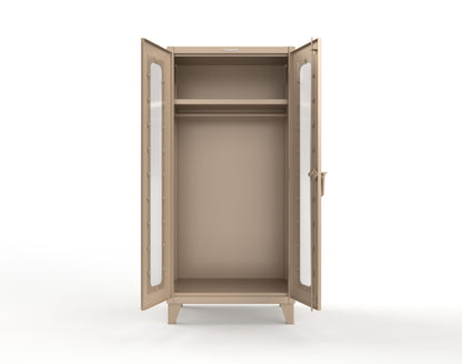 Extreme Duty 12 GA Clear View Uniform Cabinet with Hanger Rod, 1 Shelf - 36 In. W x 24 In. D x 78 In. H - 36-LD-WR-241-1019