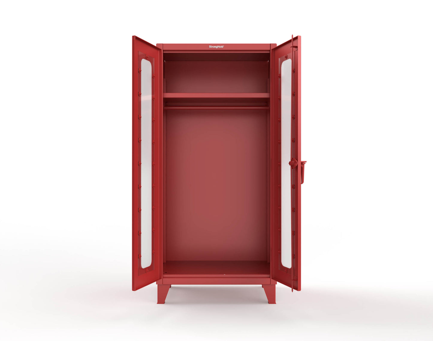 Extreme Duty 12 GA Clear View Uniform Cabinet with Hanger Rod, 1 Shelf - 36 In. W x 24 In. D x 78 In. H - 36-LD-WR-241-3001