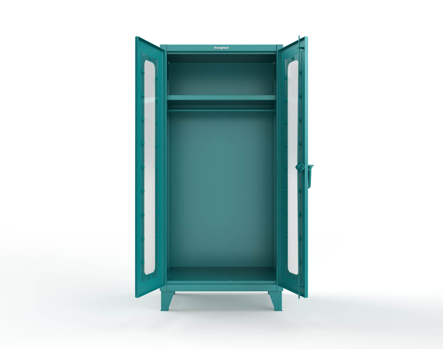 Extreme Duty 12 GA Clear View Uniform Cabinet with Hanger Rod, 1 Shelf - 36 In. W x 24 In. D x 78 In. H - 36-LD-WR-241-5021