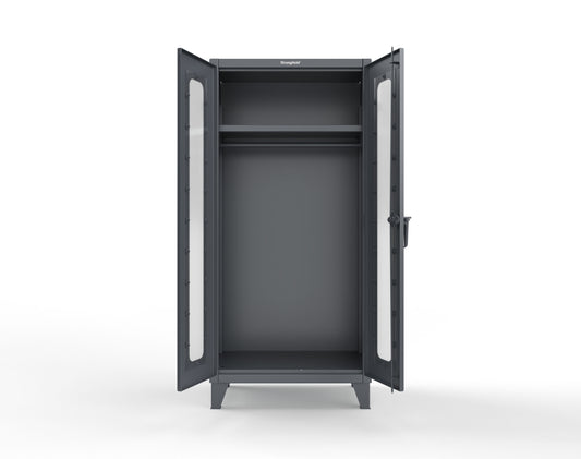 Extreme Duty 12 GA Clear View Uniform Cabinet with Hanger Rod, 1 Shelf - 36 In. W x 24 In. D x 78 In. H - 36-LD-WR-241-7024