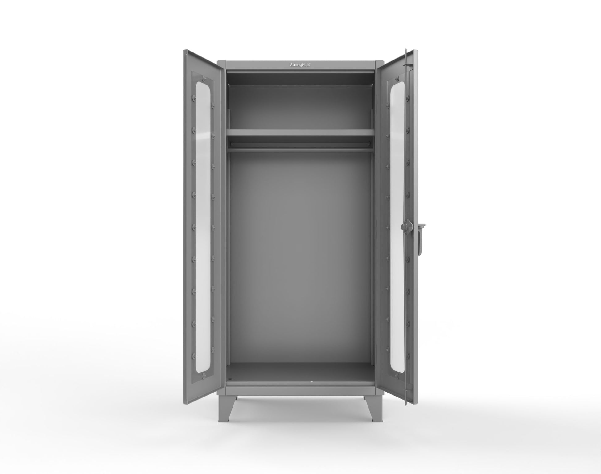 Extreme Duty 12 GA Clear View Uniform Cabinet with Hanger Rod, 1 Shelf - 36 In. W x 24 In. D x 78 In. H - 36-LD-WR-241-7037