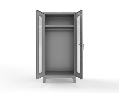 Extreme Duty 12 GA Clear View Uniform Cabinet with Hanger Rod, 1 Shelf - 36 In. W x 24 In. D x 78 In. H - 36-LD-WR-241-7037