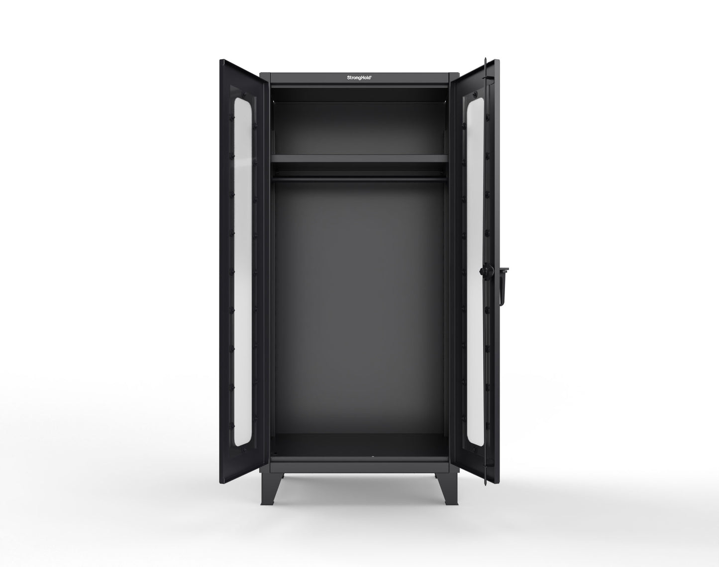 Extreme Duty 12 GA Clear View Uniform Cabinet with Hanger Rod, 1 Shelf - 36 In. W x 24 In. D x 78 In. H - 36-LD-WR-241-9005
