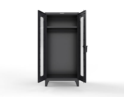 Extreme Duty 12 GA Clear View Uniform Cabinet with Hanger Rod, 1 Shelf - 36 In. W x 24 In. D x 78 In. H - 36-LD-WR-241-9005
