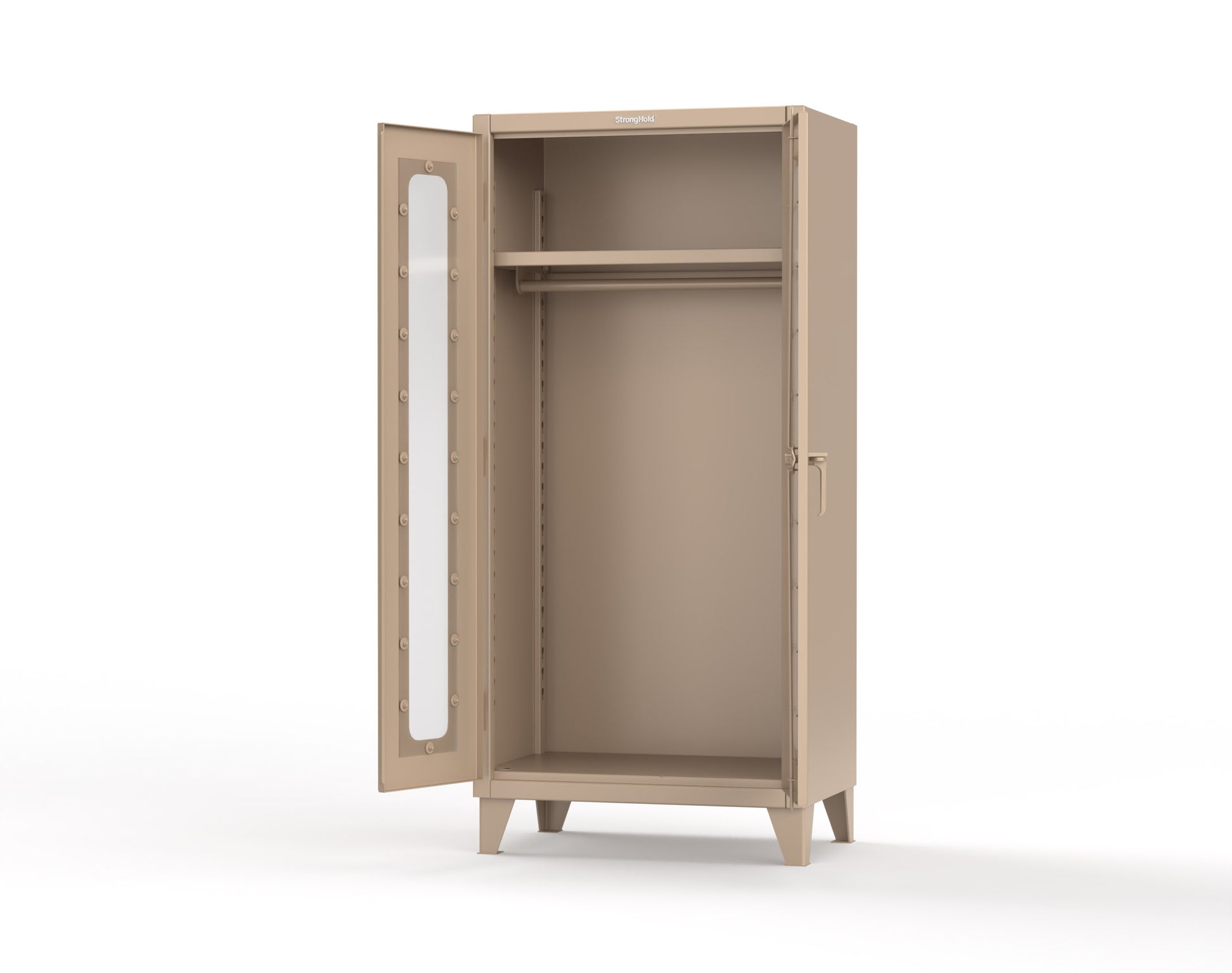 Extreme Duty 12 GA Clear View Uniform Cabinet with Hanger Rod, 1 Shelf - 36 In. W x 24 In. D x 78 In. H - 36-LD-WR-241-1019