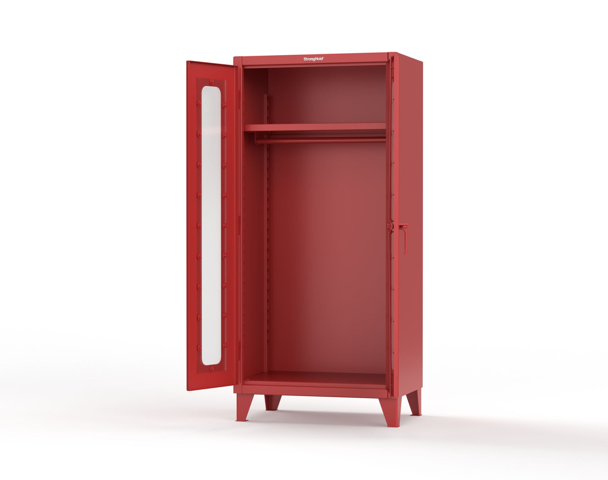 Extreme Duty 12 GA Clear View Uniform Cabinet with Hanger Rod, 1 Shelf - 36 In. W x 24 In. D x 78 In. H - 36-LD-WR-241-3001