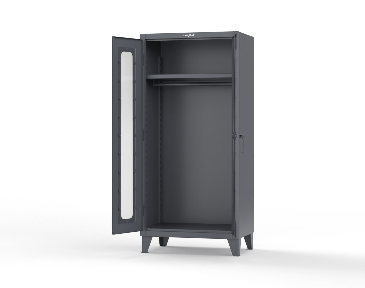 Extreme Duty 12 GA Clear View Uniform Cabinet with Hanger Rod, 1 Shelf - 36 In. W x 24 In. D x 78 In. H - 36-LD-WR-241-7024