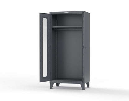 Extreme Duty 12 GA Clear View Uniform Cabinet with Hanger Rod, 1 Shelf - 36 In. W x 24 In. D x 78 In. H - 36-LD-WR-241-7024