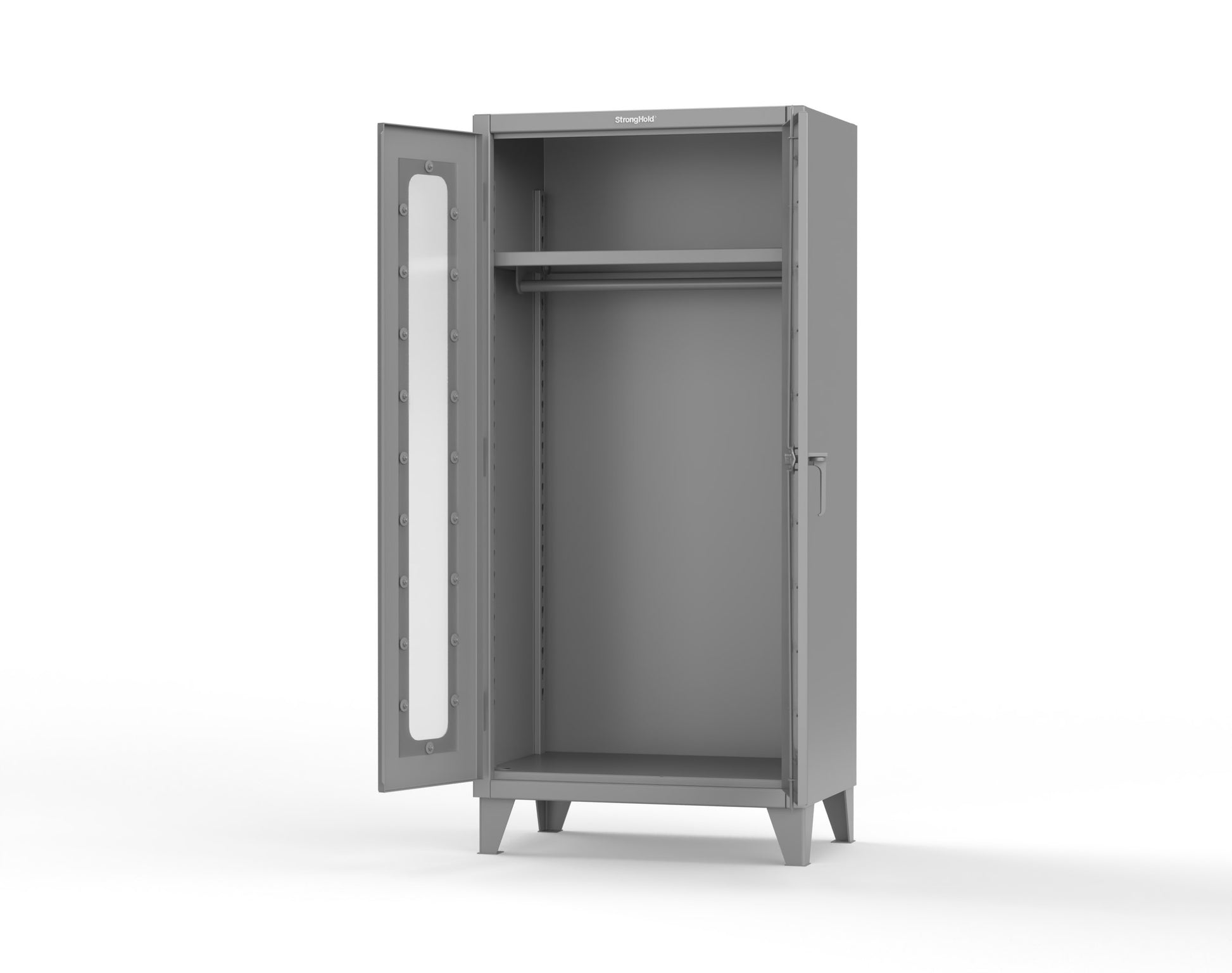 Extreme Duty 12 GA Clear View Uniform Cabinet with Hanger Rod, 1 Shelf - 36 In. W x 24 In. D x 78 In. H - 36-LD-WR-241-7037