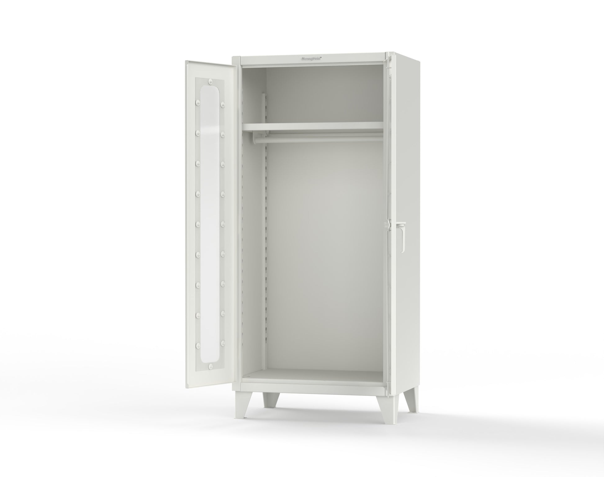 Extreme Duty 12 GA Clear View Uniform Cabinet with Hanger Rod, 1 Shelf - 36 In. W x 24 In. D x 78 In. H - 36-LD-WR-241-9003
