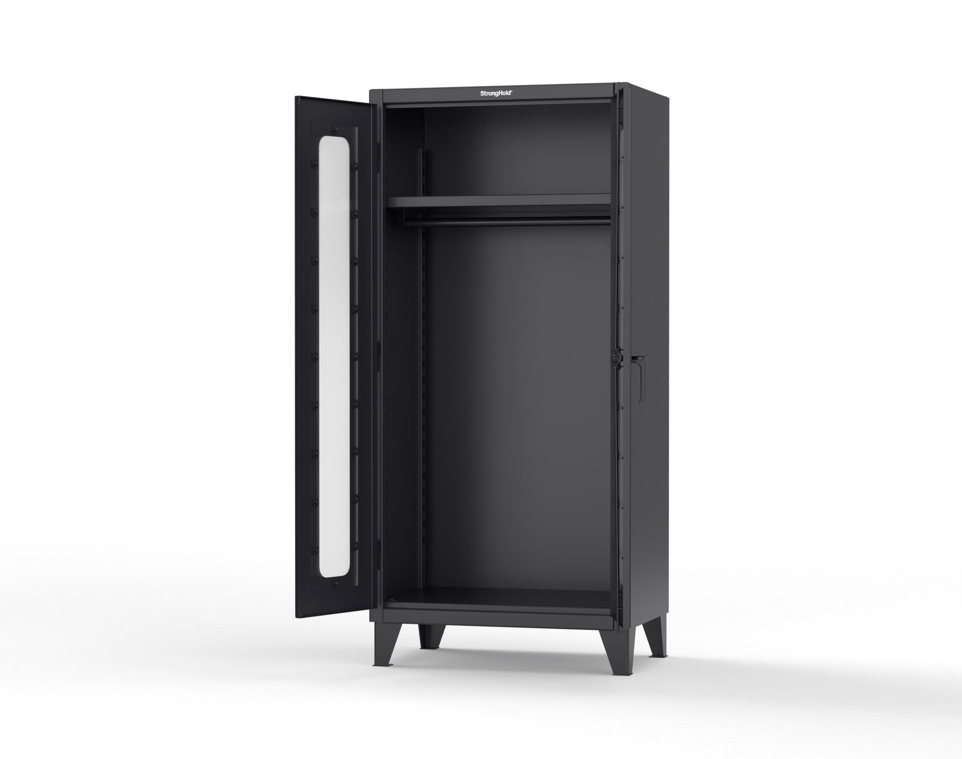 Extreme Duty 12 GA Clear View Uniform Cabinet with Hanger Rod, 1 Shelf - 36 In. W x 24 In. D x 78 In. H - 36-LD-WR-241-9005