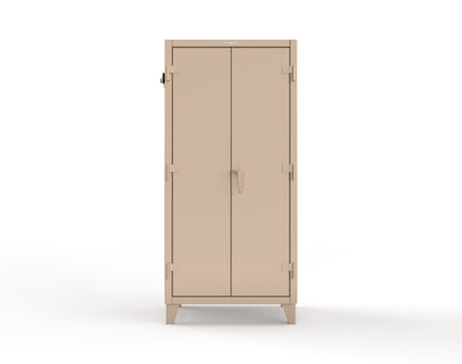 Extreme Duty 12 GA Cabinet with Pegboard Doors, Broom Handles, 4 Drawers, 3 Shelves - 36 In. W x 24 In. D x 78 In. H - 36-PB-243-4DB-BH-1019