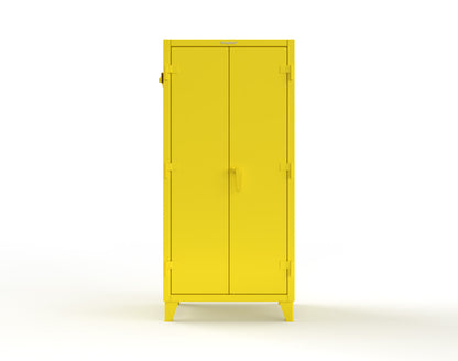 Extreme Duty 12 GA Cabinet with Pegboard Doors, Broom Handles, 4 Drawers, 3 Shelves - 36 In. W x 24 In. D x 78 In. H - 36-PB-243-4DB-BH-1021