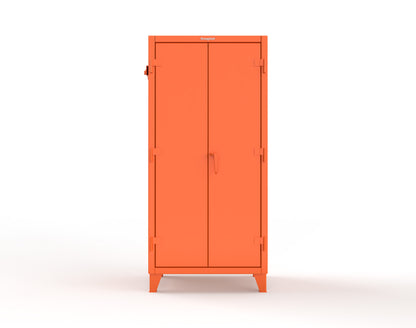 Extreme Duty 12 GA Cabinet with Pegboard Doors, Broom Handles, 4 Drawers, 3 Shelves - 36 In. W x 24 In. D x 78 In. H - 36-PB-243-4DB-BH-2009