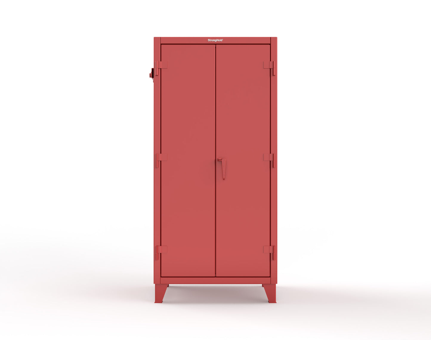 Extreme Duty 12 GA Cabinet with Pegboard Doors, Broom Handles, 4 Drawers, 3 Shelves - 36 In. W x 24 In. D x 78 In. H - 36-PB-243-4DB-BH-3001