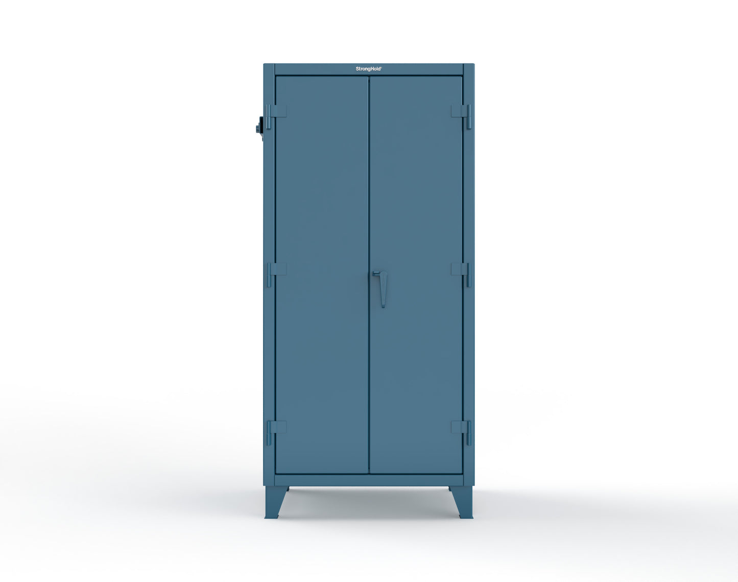 Extreme Duty 12 GA Cabinet with Pegboard Doors, Broom Handles, 4 Drawers, 3 Shelves - 36 In. W x 24 In. D x 78 In. H - 36-PB-243-4DB-BH-5001