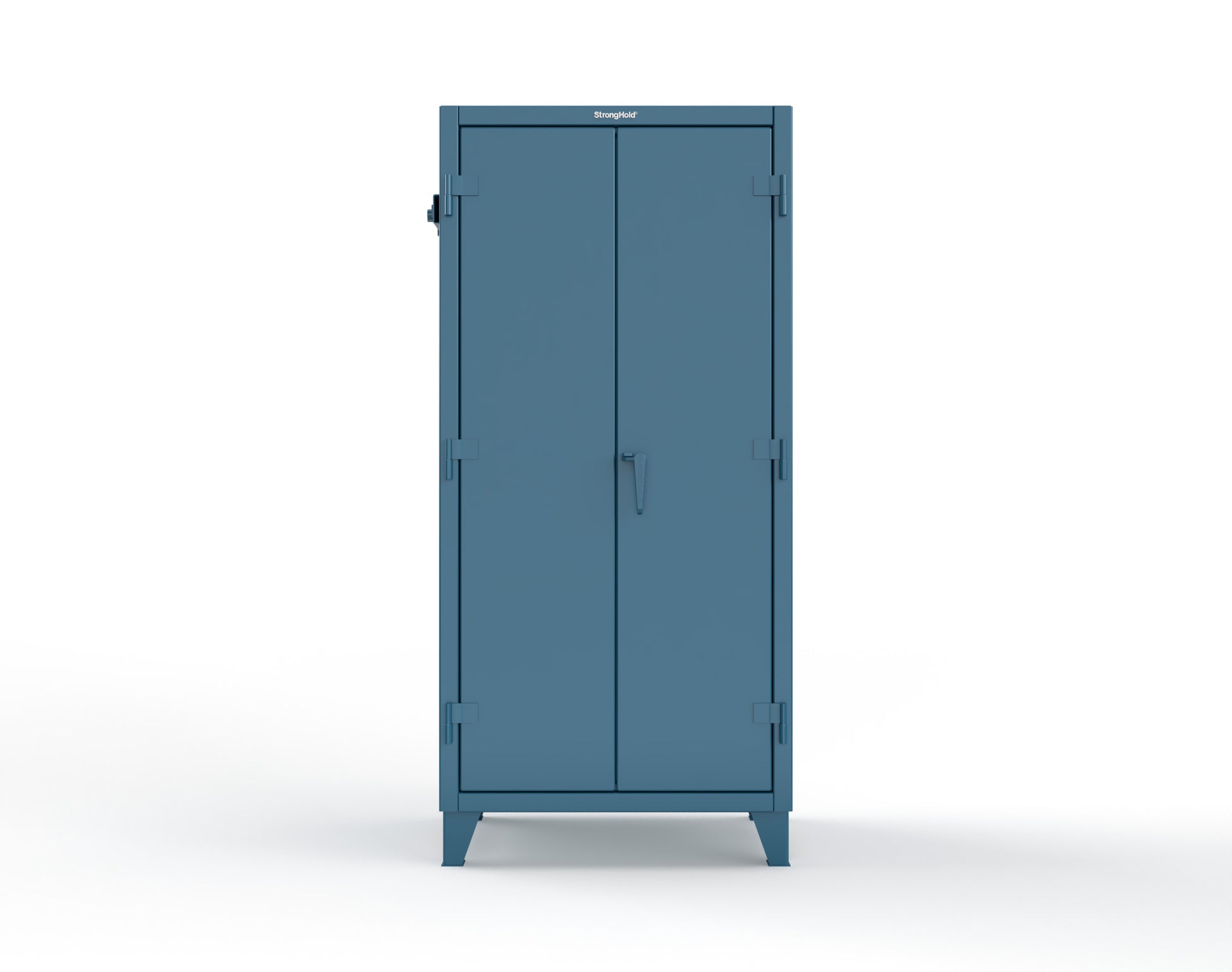 Extreme Duty 12 GA Cabinet with Pegboard Doors, Broom Handles, 4 Drawers, 3 Shelves - 36 In. W x 24 In. D x 78 In. H - 36-PB-243-4DB-BH-5001