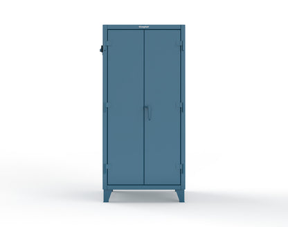 Extreme Duty 12 GA Cabinet with Pegboard Doors, Broom Handles, 4 Drawers, 3 Shelves - 36 In. W x 24 In. D x 78 In. H - 36-PB-243-4DB-BH-5001