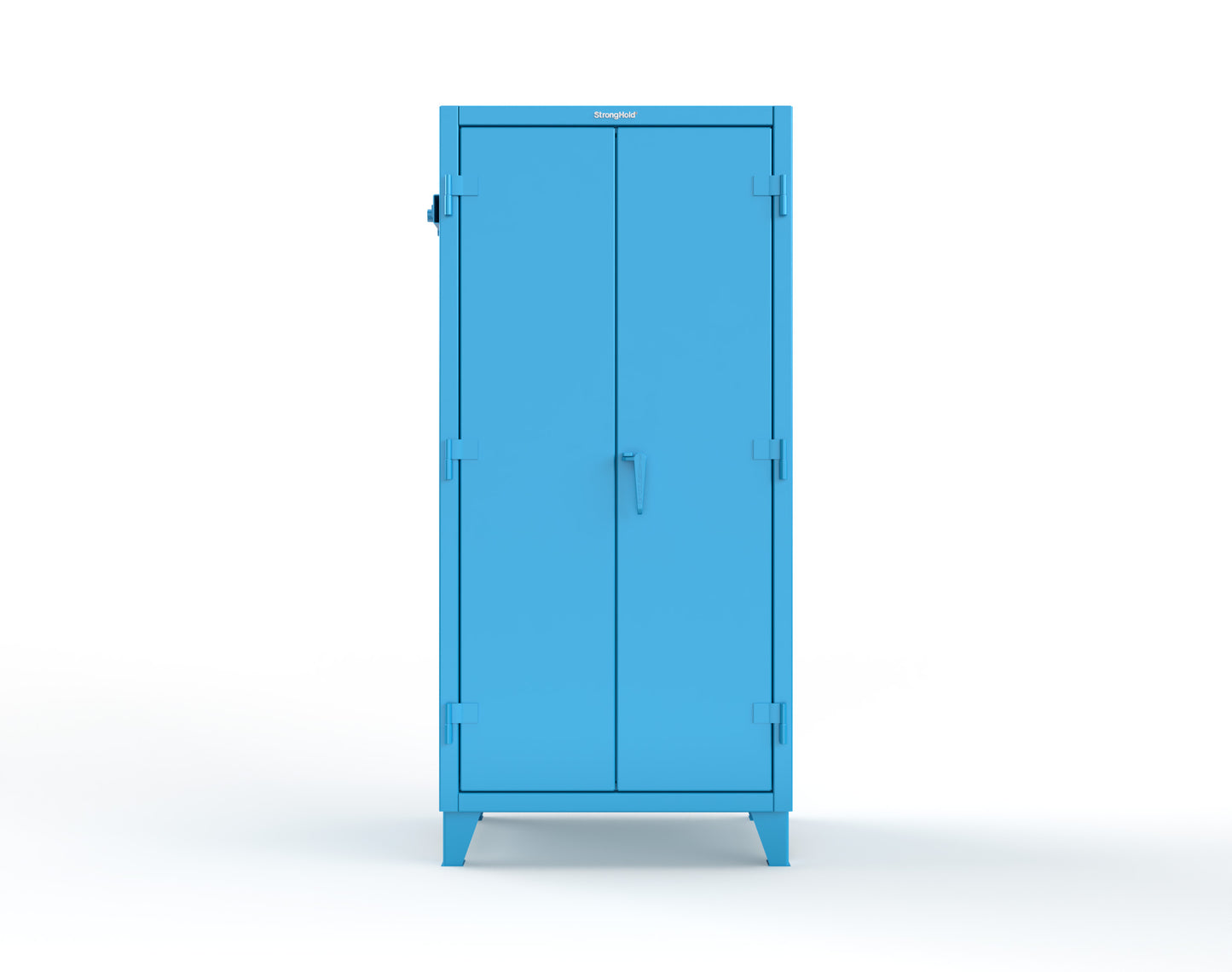 Extreme Duty 12 GA Cabinet with Pegboard Doors, Broom Handles, 4 Drawers, 3 Shelves - 36 In. W x 24 In. D x 78 In. H - 36-PB-243-4DB-BH-5012