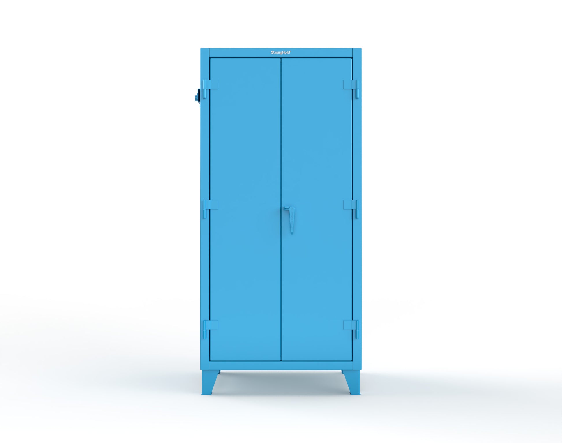 Extreme Duty 12 GA Cabinet with Pegboard Doors, Broom Handles, 4 Drawers, 3 Shelves - 36 In. W x 24 In. D x 78 In. H - 36-PB-243-4DB-BH-5012