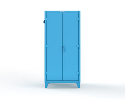 Extreme Duty 12 GA Cabinet with Pegboard Doors, Broom Handles, 4 Drawers, 3 Shelves - 36 In. W x 24 In. D x 78 In. H - 36-PB-243-4DB-BH-5012