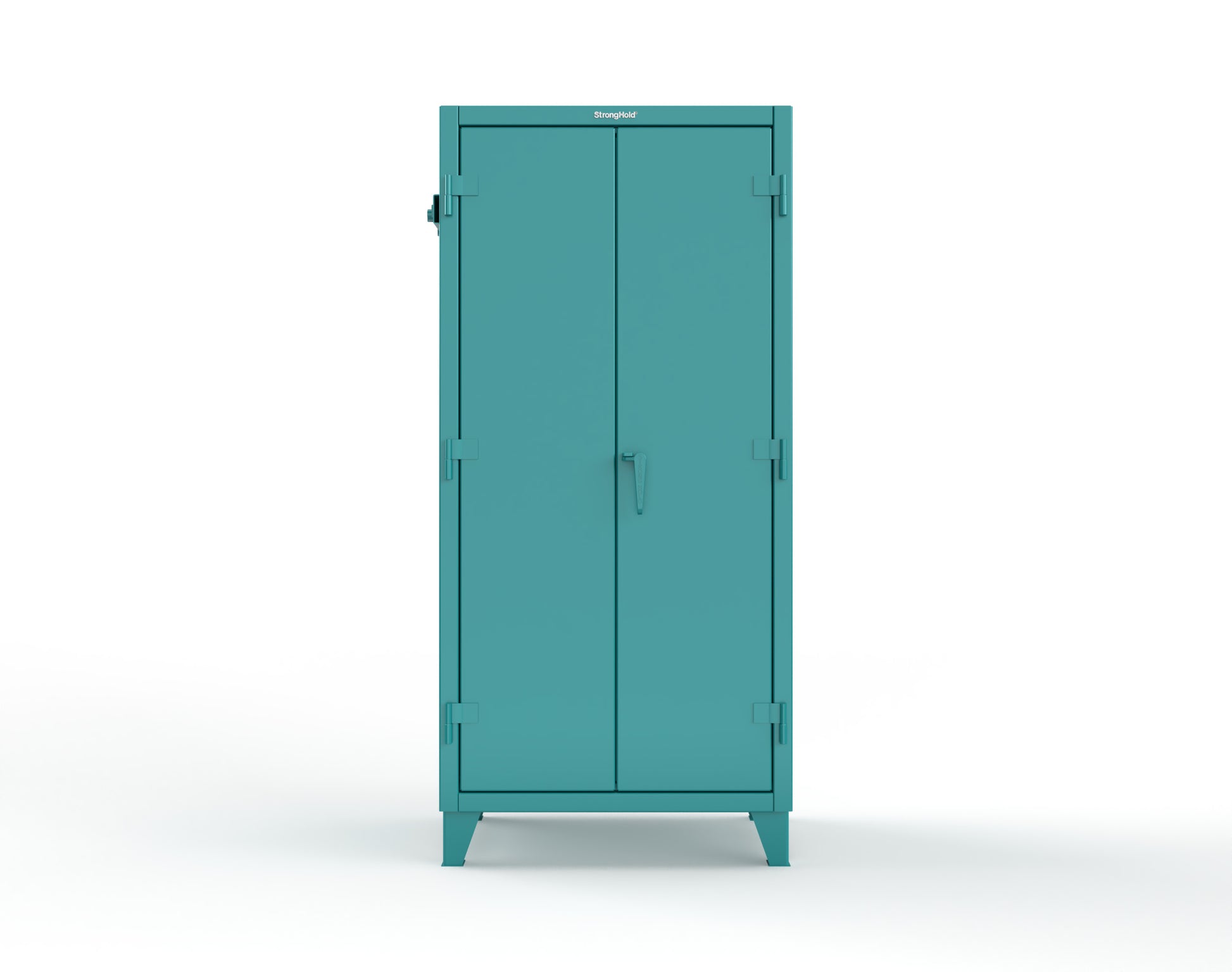 Extreme Duty 12 GA Cabinet with Pegboard Doors, Broom Handles, 4 Drawers, 3 Shelves - 36 In. W x 24 In. D x 78 In. H - 36-PB-243-4DB-BH-5021
