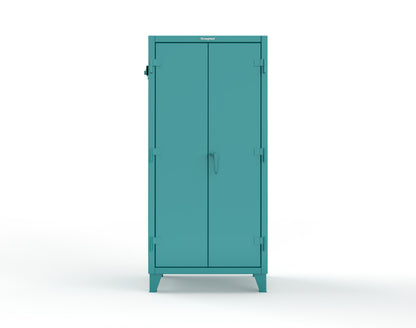 Extreme Duty 12 GA Cabinet with Pegboard Doors, Broom Handles, 4 Drawers, 3 Shelves - 36 In. W x 24 In. D x 78 In. H - 36-PB-243-4DB-BH-5021