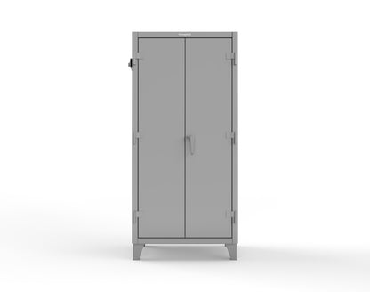 Extreme Duty 12 GA Cabinet with Pegboard Doors, Broom Handles, 4 Drawers, 3 Shelves - 36 In. W x 24 In. D x 78 In. H - 36-PB-243-4DB-BH-7037