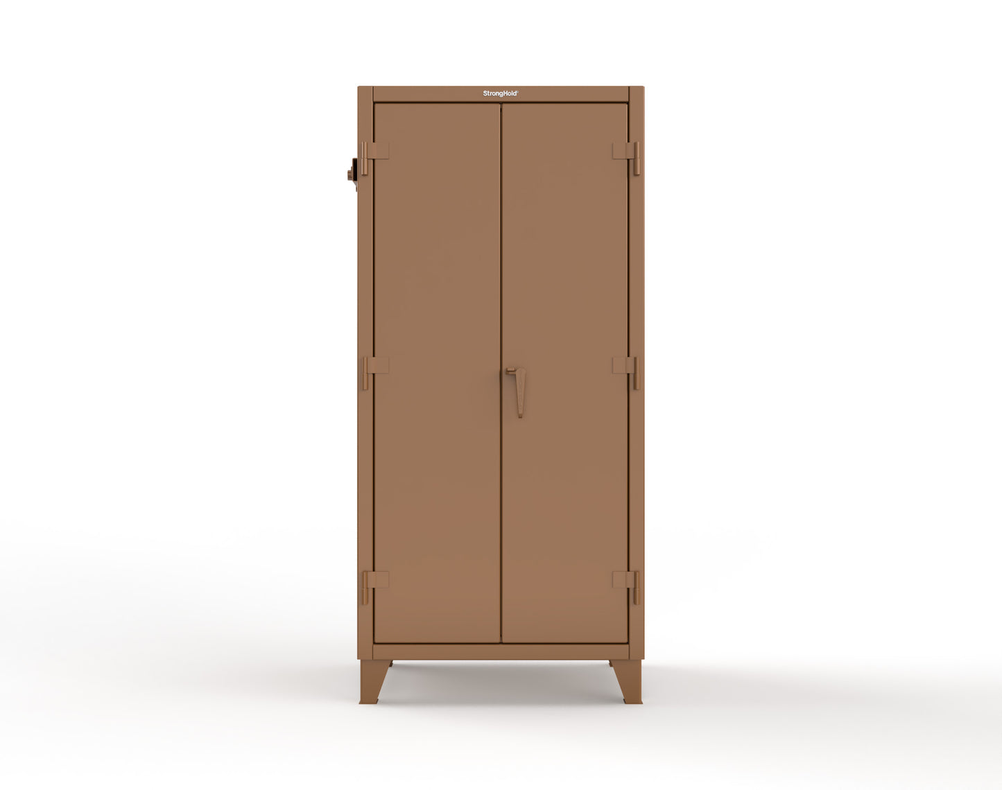 Extreme Duty 12 GA Cabinet with Pegboard Doors, Broom Handles, 4 Drawers, 3 Shelves - 36 In. W x 24 In. D x 78 In. H - 36-PB-243-4DB-BH-8008
