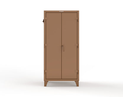 Extreme Duty 12 GA Cabinet with Pegboard Doors, Broom Handles, 4 Drawers, 3 Shelves - 36 In. W x 24 In. D x 78 In. H - 36-PB-243-4DB-BH-8008