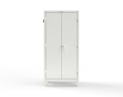 Extreme Duty 12 GA Cabinet with Pegboard Doors, Broom Handles, 4 Drawers, 3 Shelves - 36 In. W x 24 In. D x 78 In. H - 36-PB-243-4DB-BH-9003