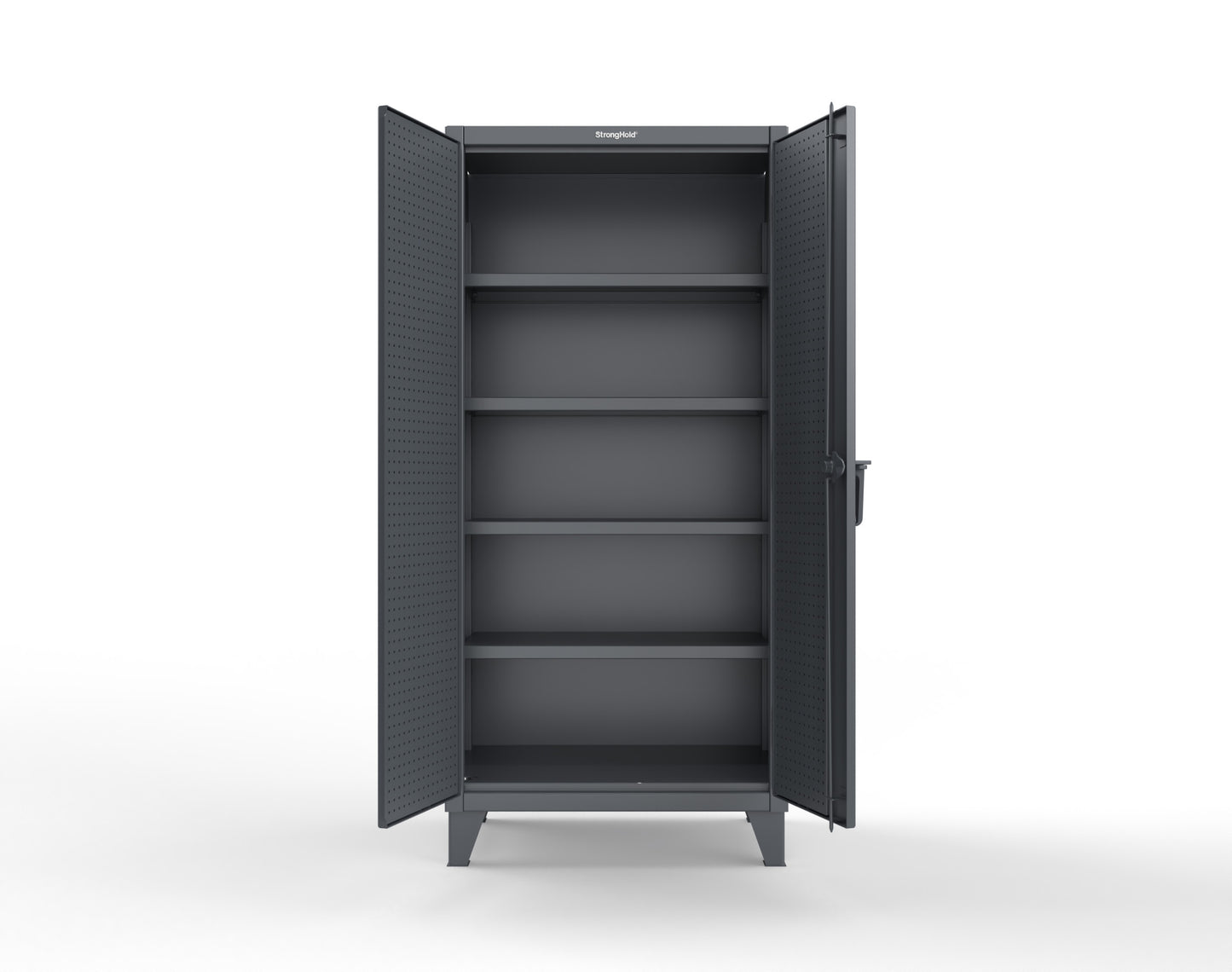 Extreme Duty 12 GA Cabinet with Pegboard Doors, 4 Shelves - 36 In. W x 24 In. D x 78 In. H - 36-PB-244-7024