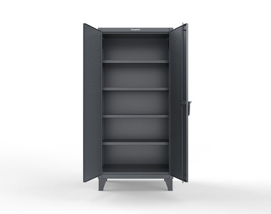 Extreme Duty 12 GA Cabinet with Pegboard Doors, 4 Shelves - 36 In. W x 24 In. D x 78 In. H - 36-PB-244-7024