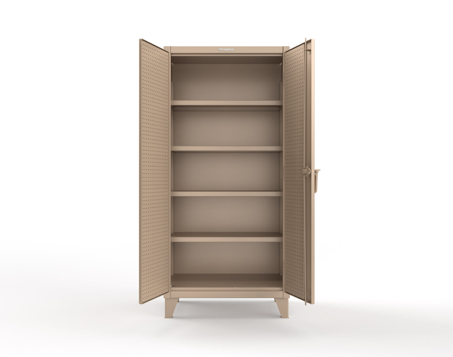 Extreme Duty 12 GA Cabinet with Pegboard Doors, 4 Shelves - 36 In. W x 24 In. D x 78 In. H - 36-PB-244-1019